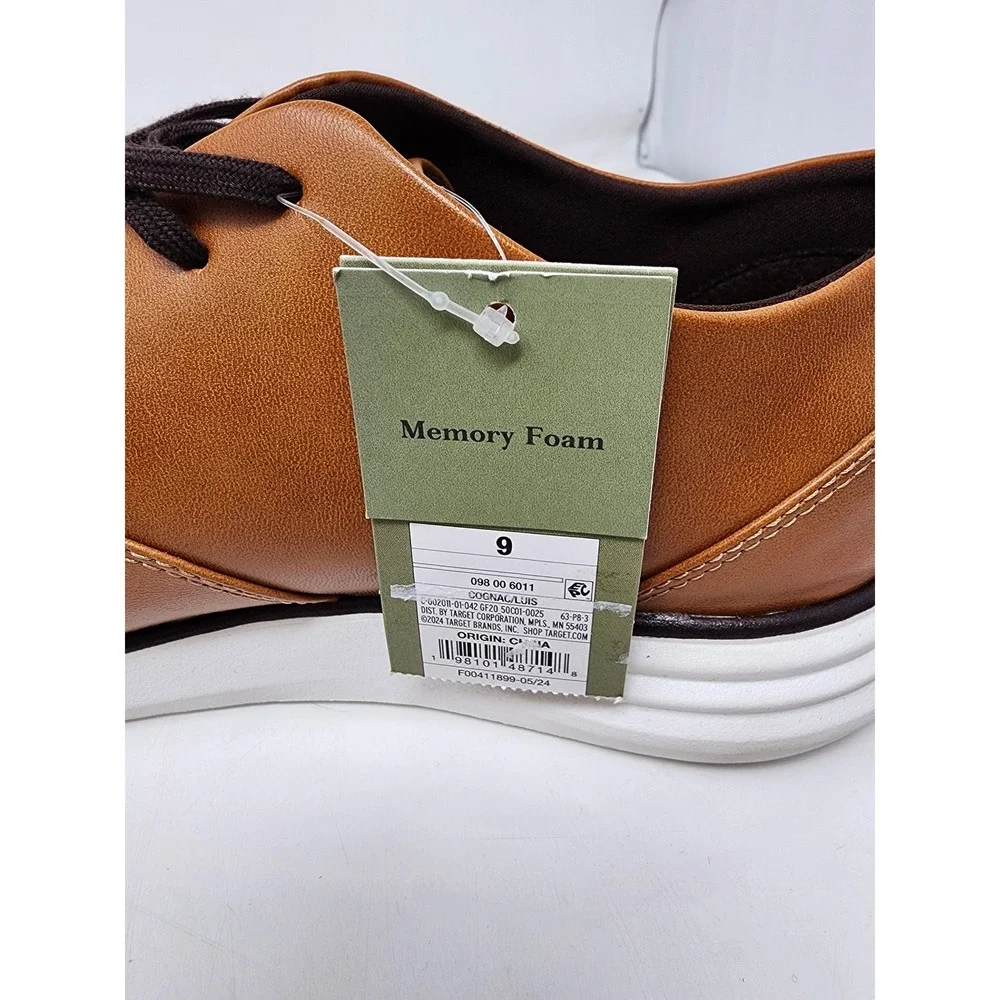 Goodfellow‎ & Co Mens Luis Hybrid Dress Shoes Cognac Brown Poly Blend Size 9